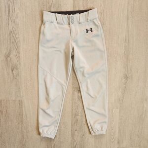 Under Armour Boy's Solid Grey Full Length Youth Baseball Pants Small S